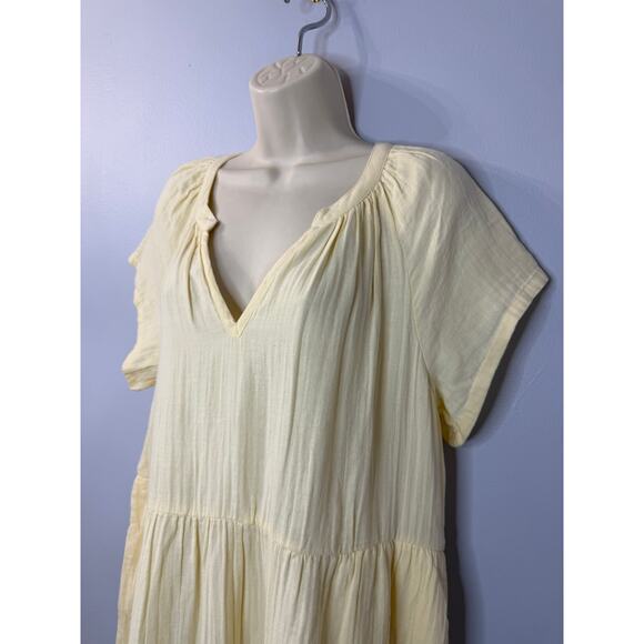 Pact Women's Organic Cotton Coastal Double Gauze Throw-And-Go Dress Sz L Yellow - Picture 6 of 10